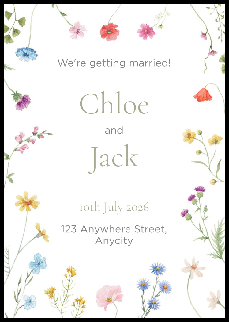 Floral Extravaganza Wedding Invitations - Pack of 10 - Wed Collective