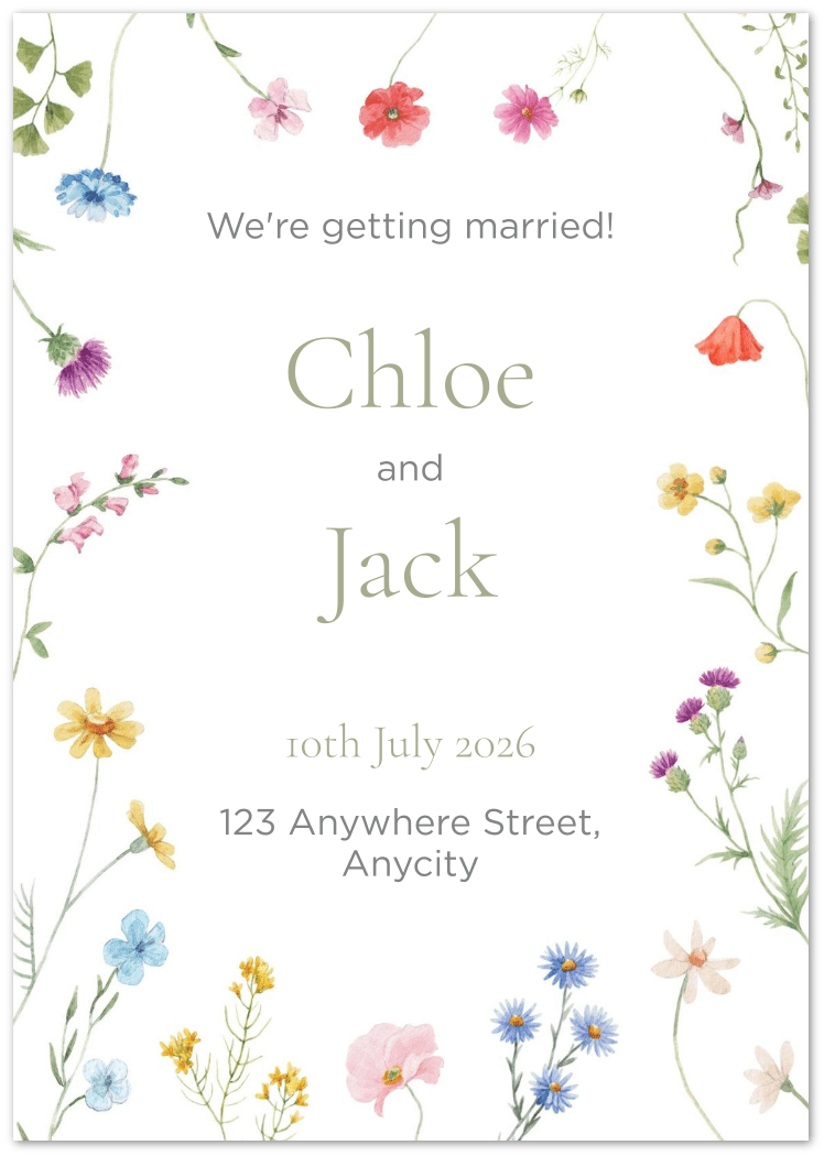 Floral Extravaganza Wedding Invitations - Pack of 10 - Wed Collective